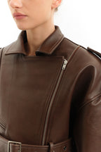 Cropped Leather Biker Jacket