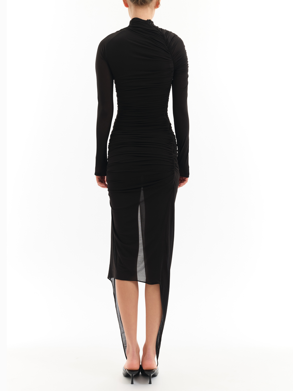 Ruched High-Neck Dress
