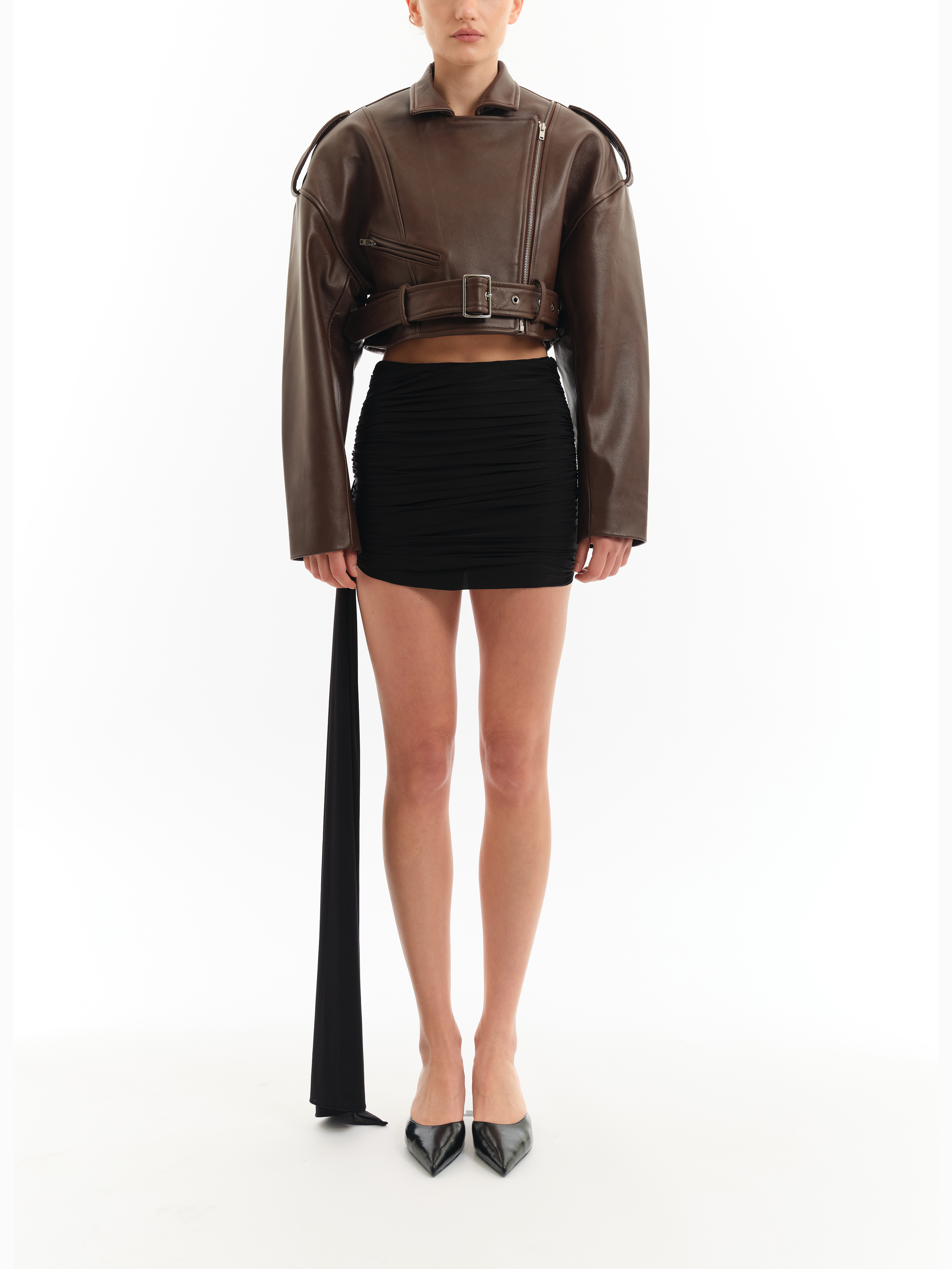 Cropped Leather Biker Jacket Secondary image