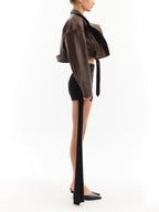 Cropped Leather Biker Jacket