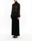 Sheer High-Neck Long Sleeve Blouse