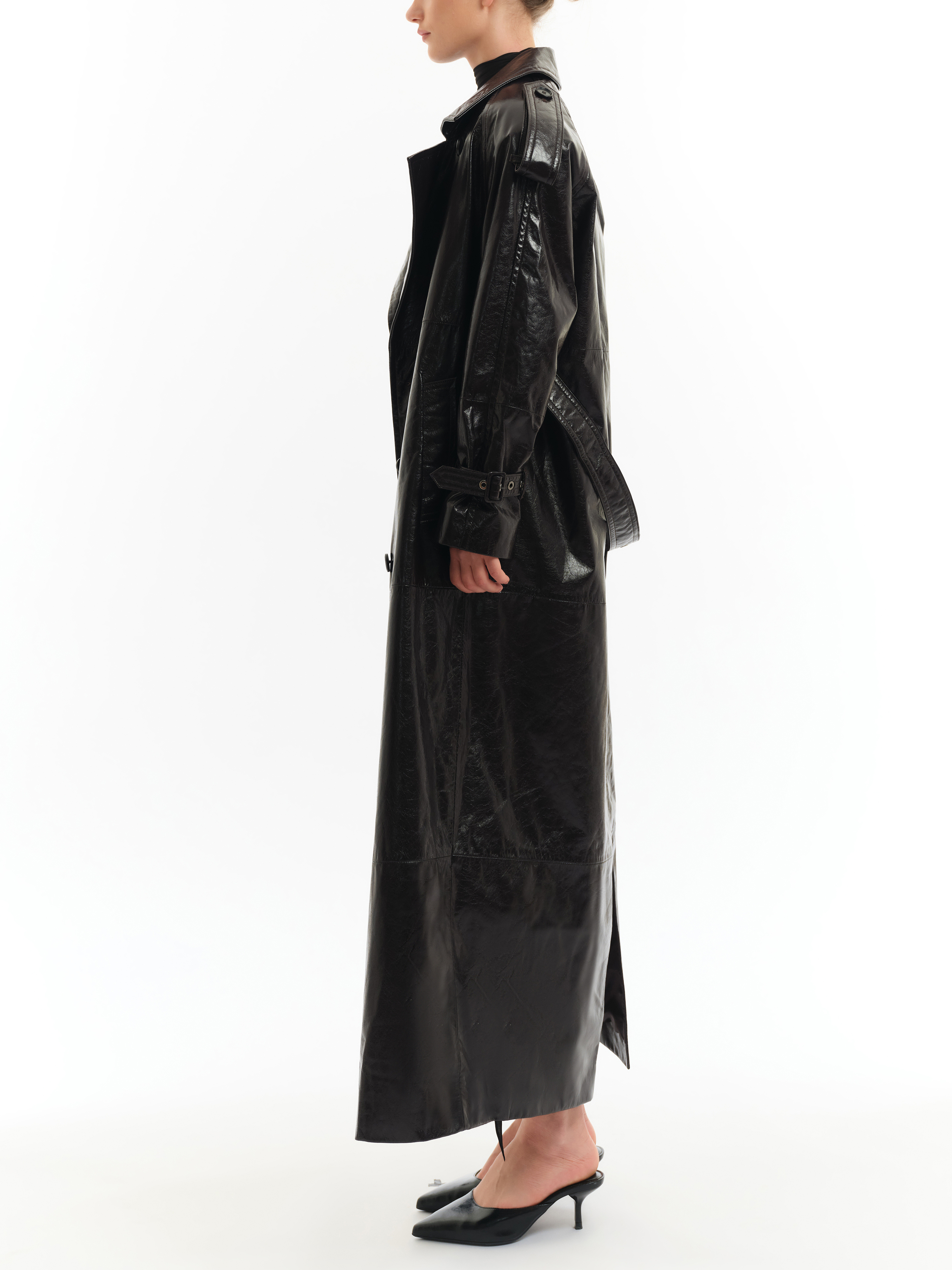 Cow Leather Trench Coat
