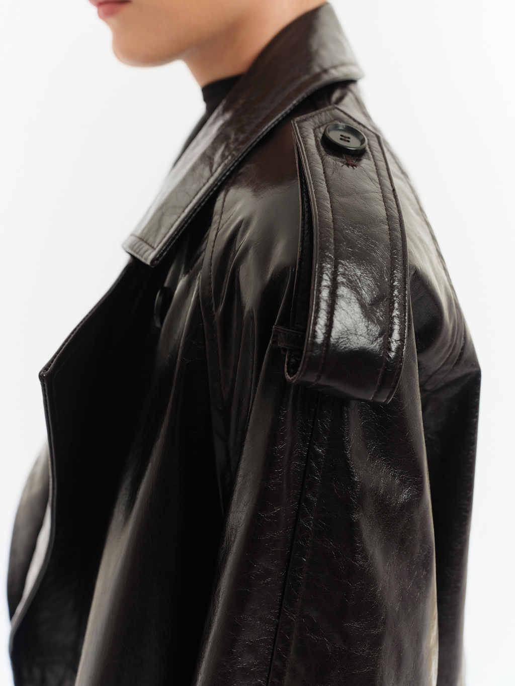 Cow Leather Trench Coat