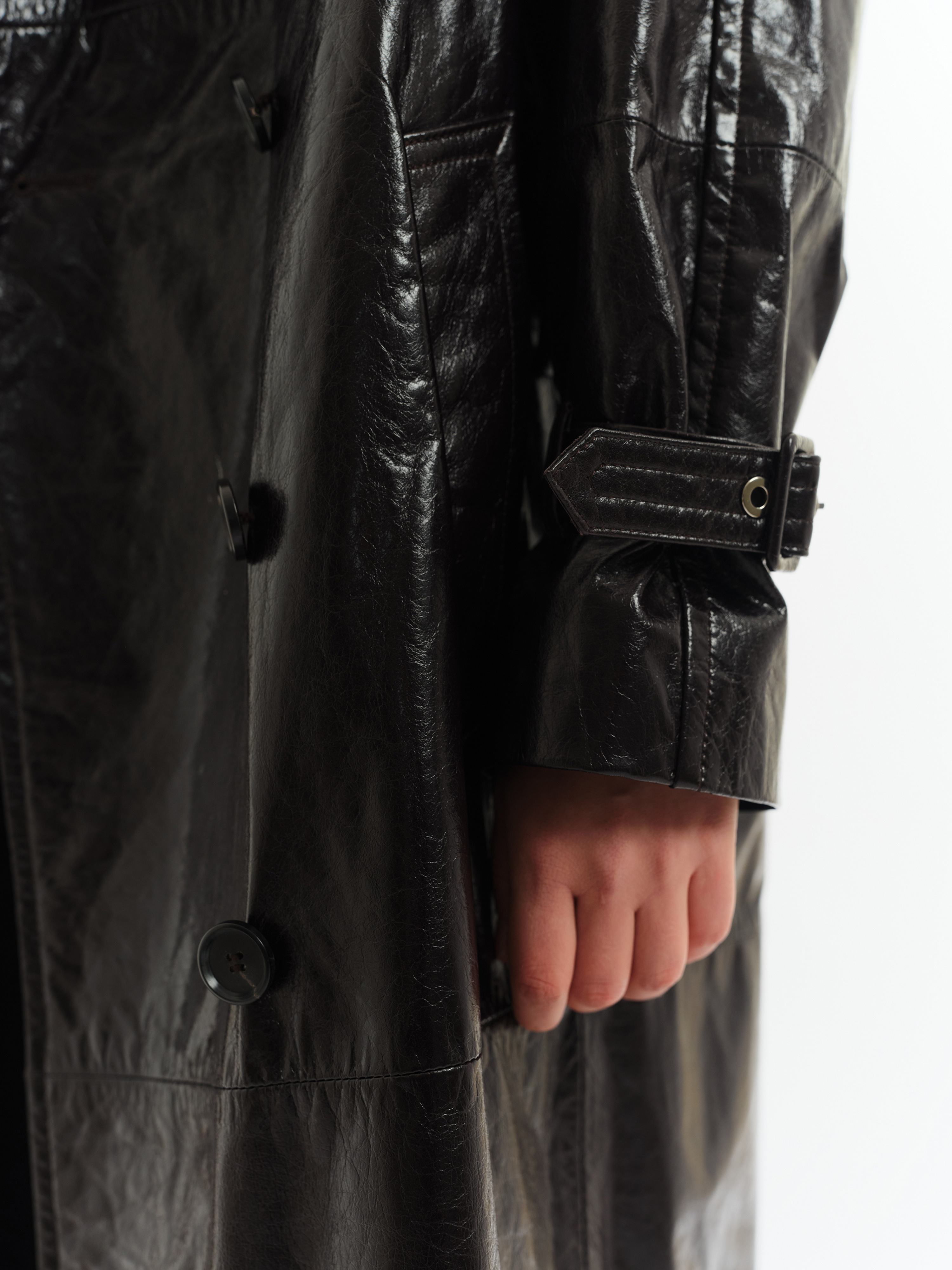 Cow Leather Trench Coat