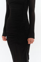 Ruched High-Neck Dress