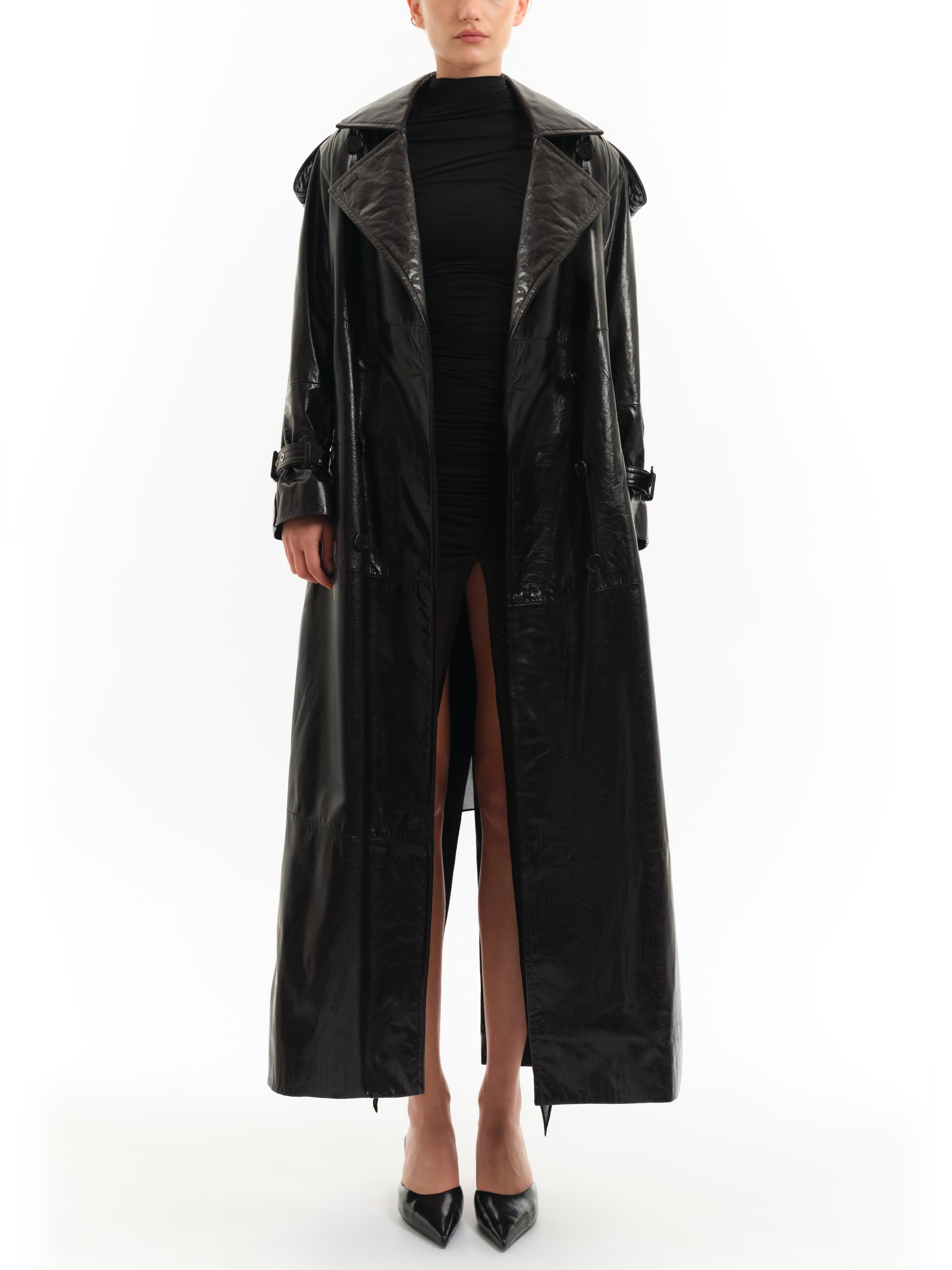 Cow Leather Trench Coat Main image